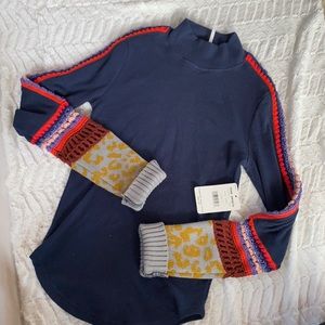 Free People mock neck Henley sweater